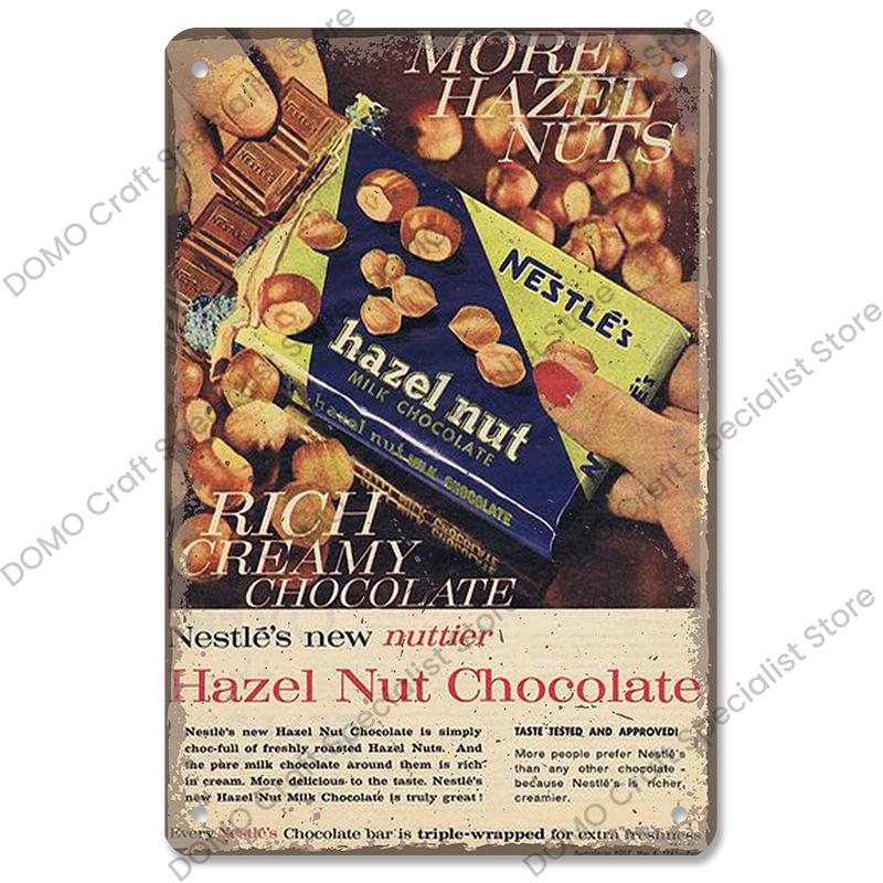 Chocolate Metal Plaque Vintage Delicious Chocolate Bar Cake Metal Tin Signs Retro Wall Decor Coffee Shop Dessert House Bakery