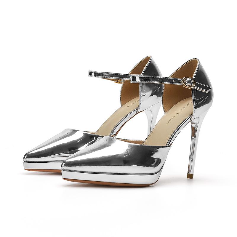 

Туфли на высоком каблуке женские новые заостренные водонепроницаемые туфли на шпильках полые. Сандалии на высоком каблуке CM 40