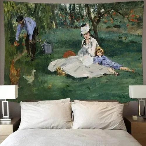 

Стиль масляной живописи Фон Гобелен Спальня Гостиная Гобелен Домашнее украшение стены Гобелен 100x75cm