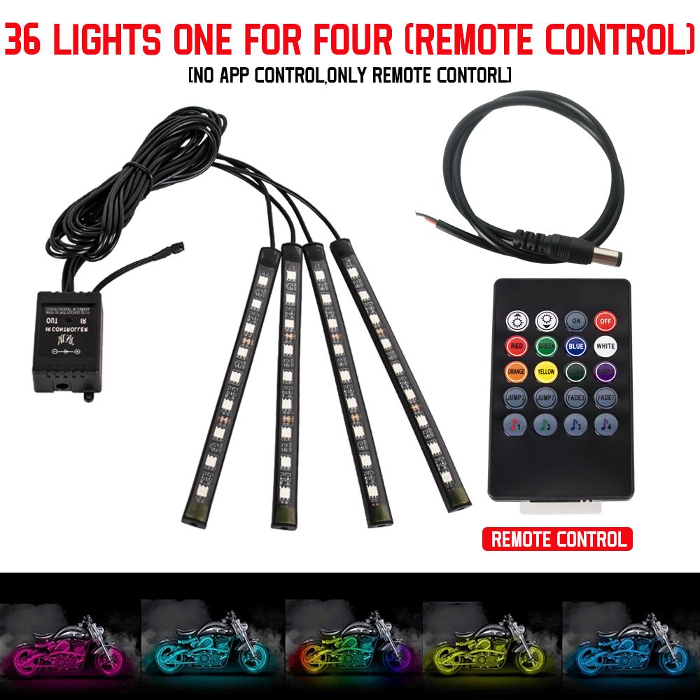 

APP LED мотоцикл автомобиль атмосфера ног свет пульт дистанционного управления гибкий водонепроницаемый звук 12V мото декоративная лампа окружающего освещения полоса