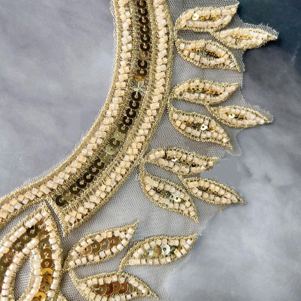 Apparel Accessories Luxury Beads Applique Delicate Elegant Applique Patches Handmade Fashion Clothing Applique Wedding Dress