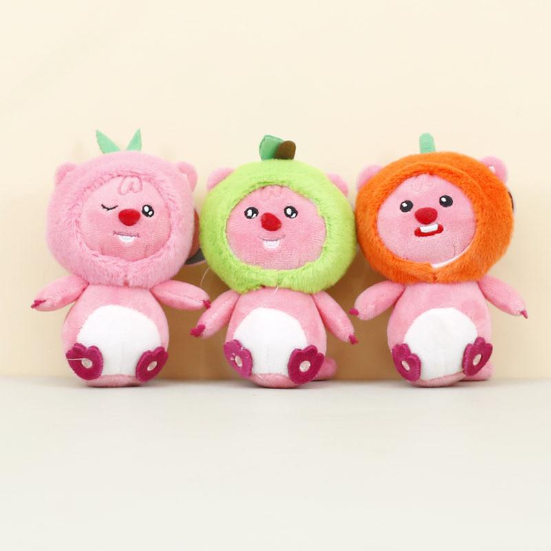 Cute Small Animal Plush Keychain With Fruit Costume Soft Stuffed Toy For Bags