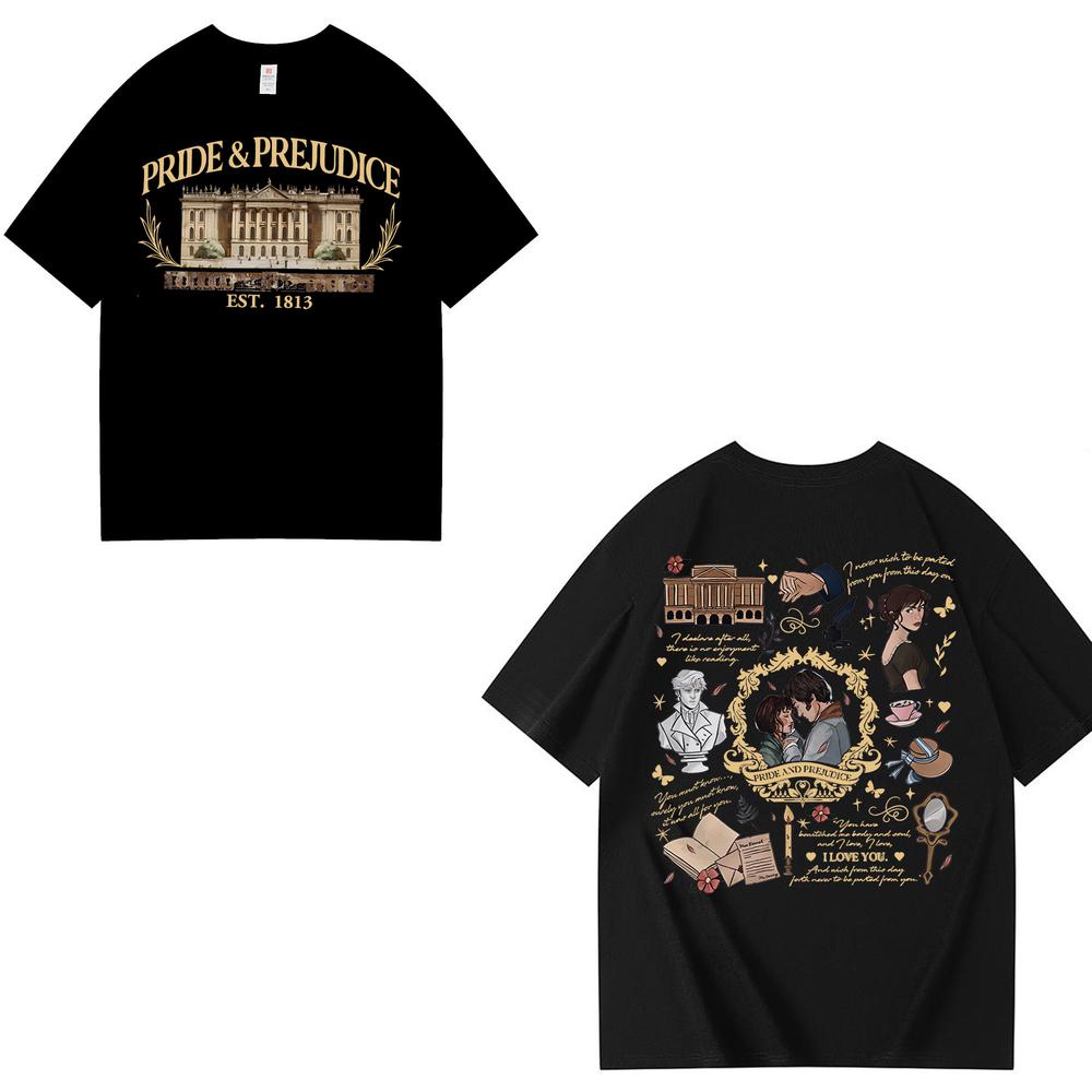 Женская хлопковая футболка Цитаты из «Гордости и предубеждения» Рубашка Романтические романы Подарок Рубашка Пемберли Рубашка для книголюба Модные укороченные топы S
