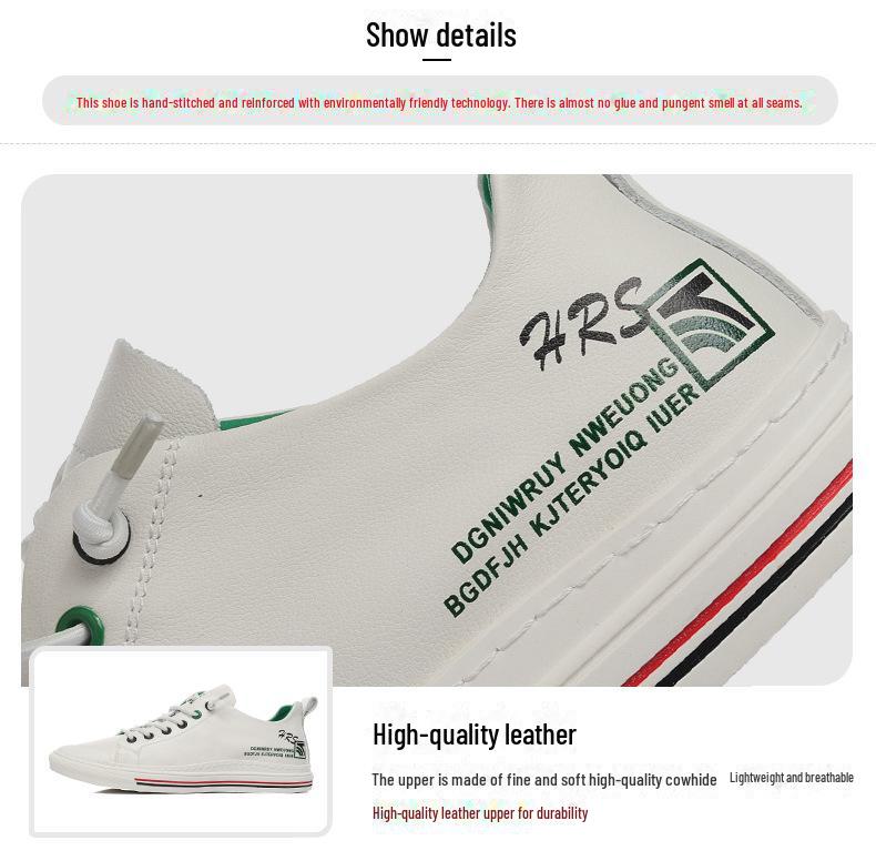 2025 Men's Trendy Breathable Leather Sneakers - Autumn/Winter Casual White Flats