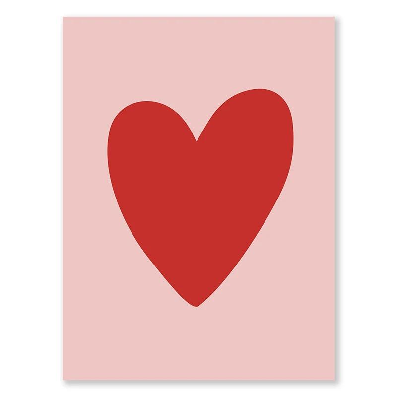 Valentinstag Warteschlange Galerie Druckbare Poster Vintage Romantische Wand Kunst Nette Rosa Herz Leinwand Malerei Hause Schlafzimmer Dekoration
