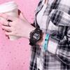 Student electronic watches, fashionable white electroplated gold casual wristwatches, unisex Korean trendy multifunctional luminous electronic watches