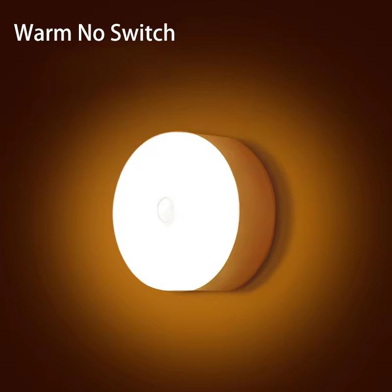 Hareket sensörlü ışık Led USB NightLights Yuvarlak Ücretli Lamba Yatak Odası Mutfak Merdiven Koridor Dolap Dolap Aydınlatma