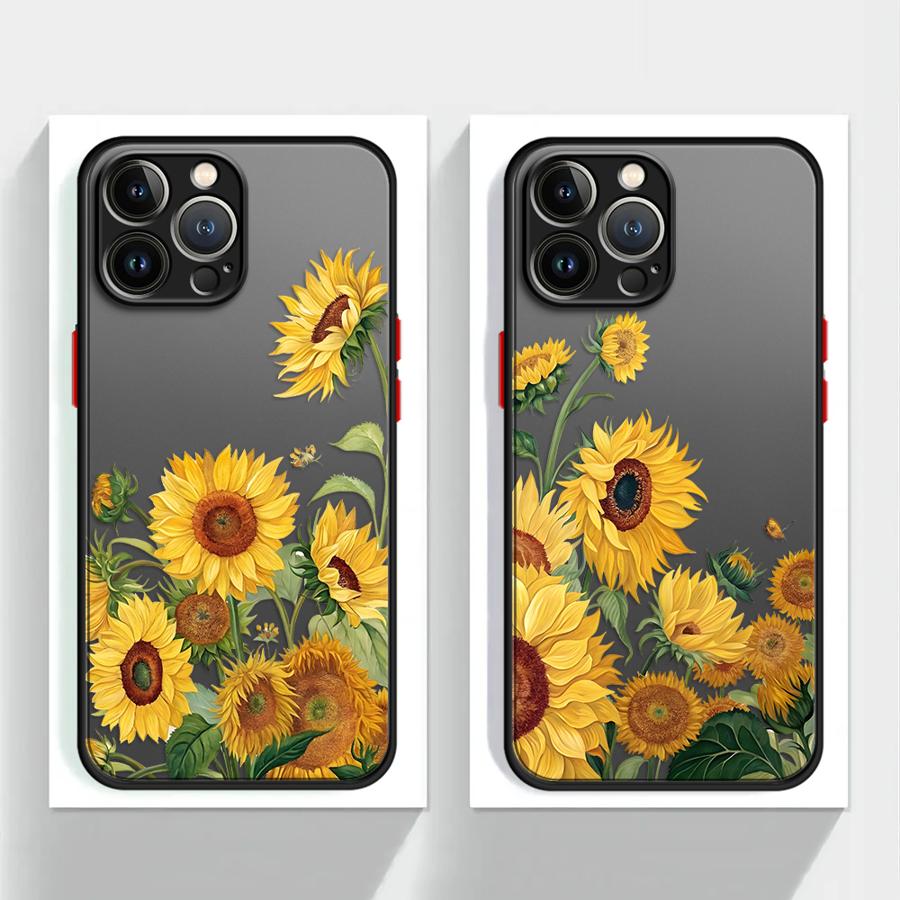 Case for iPhone 17 Pro Max 11 14 16 Plus 15 7 8 SE XS XR 13 Mini 12 Air Funda Back Phone Cover Flower Sunflower