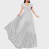 D3159P Plus Size V-Neck Pleated Ruffle Long Dress - European & American Style