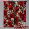 2D Flat Printing 2pcs Happy Valentine's Day Window Curtains Romantic Red Roses1 Digital Printed Polyester Drapes Festive Wall