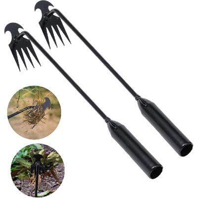 Weed Puller Tool Garden Weed Pulling Tool Uprooting 4 Teeth Manganese Steel Forged Hand Weeder for Vegetable Gardening Backyard Farm Planting &
