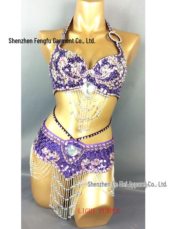 Belly Dance Sequin Bra & Waist Chain Set - Women's Stage Performance Costume
