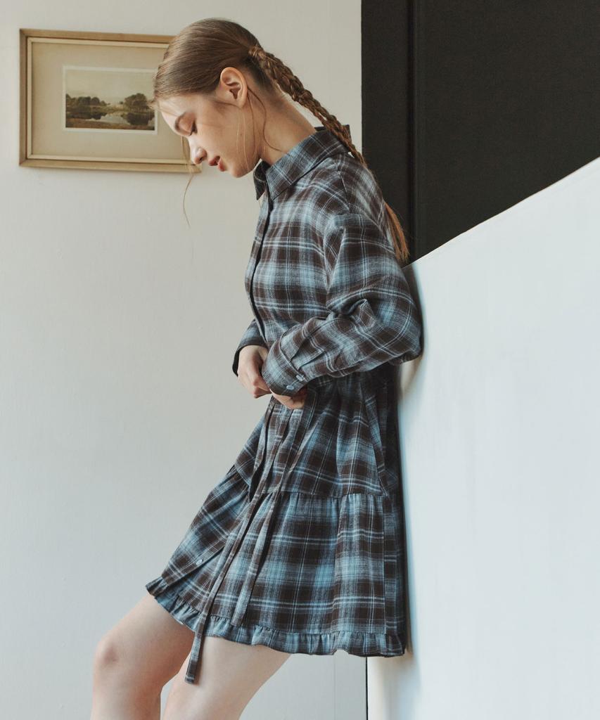 ZEROSTREET [2 Colors] Check Shirt Dress