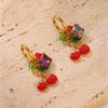 Fashion Enamel Butterfly Cherry Earrings - Luxury Country-style Ear Jewelry Design - Uncommon Gold Ear Pendants