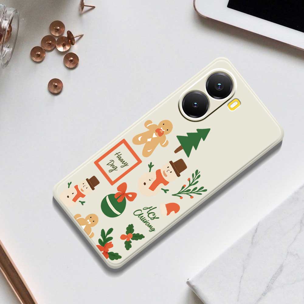 For Xiaomi Redmi Turbo 4 5G/Poco X7 Pro 5G Case Christmas Snowman Pattern Printing Straight Edge TPU Phone Back Cover