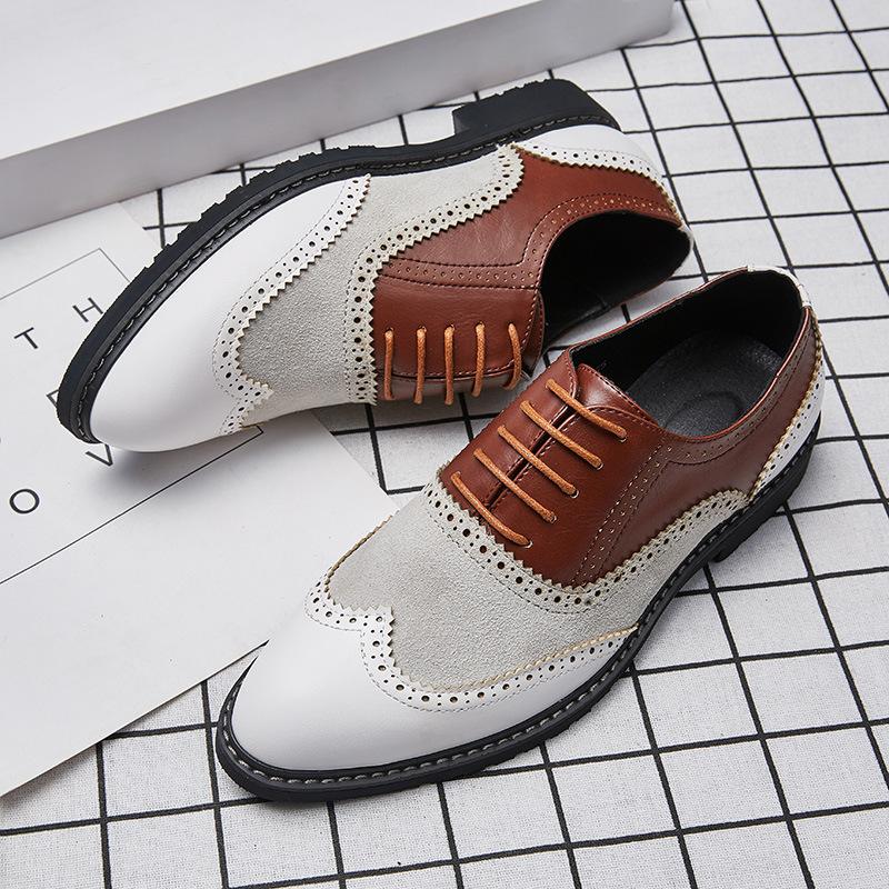 

2025 spring and autumn men s casual small leather shoes Brock men s business retro Korean leather shoes 46