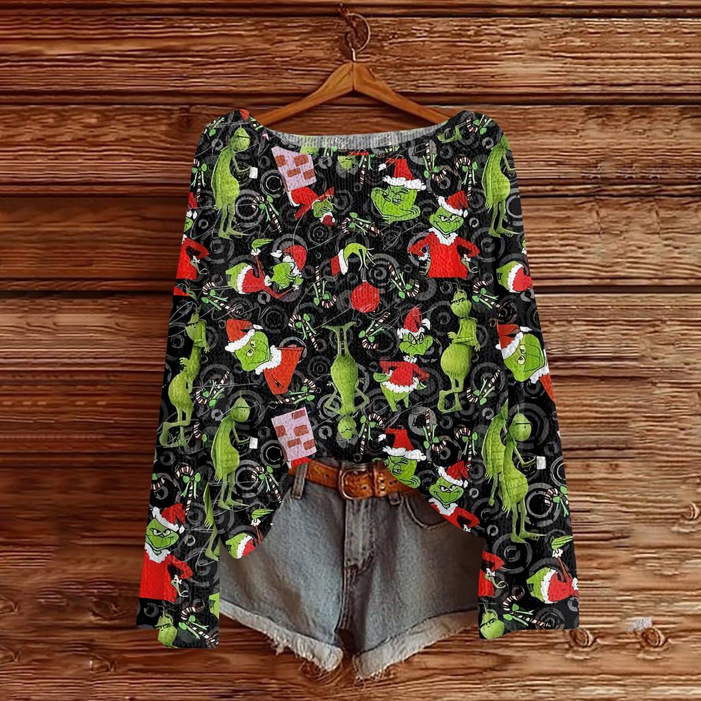 Christmas Sweatshirts For Women Knit Sweater Cute Shirt Fall Crewneck Pullover Tops