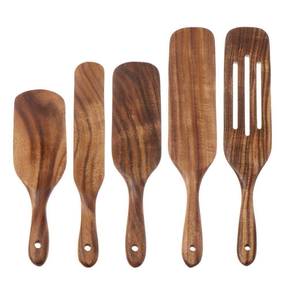 Heat Resistant Colander Spoon Teak Wood Teak Tableware For Nonstick Cookware