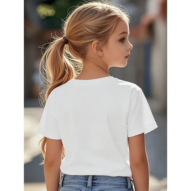 Girls I LOVE PAPA Father's Day Print Crewneck Summer Short Sleeve Tee