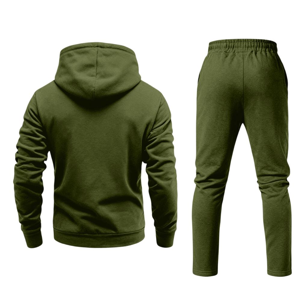 Men's Hoodie and Cargo Jogger Pants 2-Piece Set Casual Sportswear Suit for Outdoor Activities