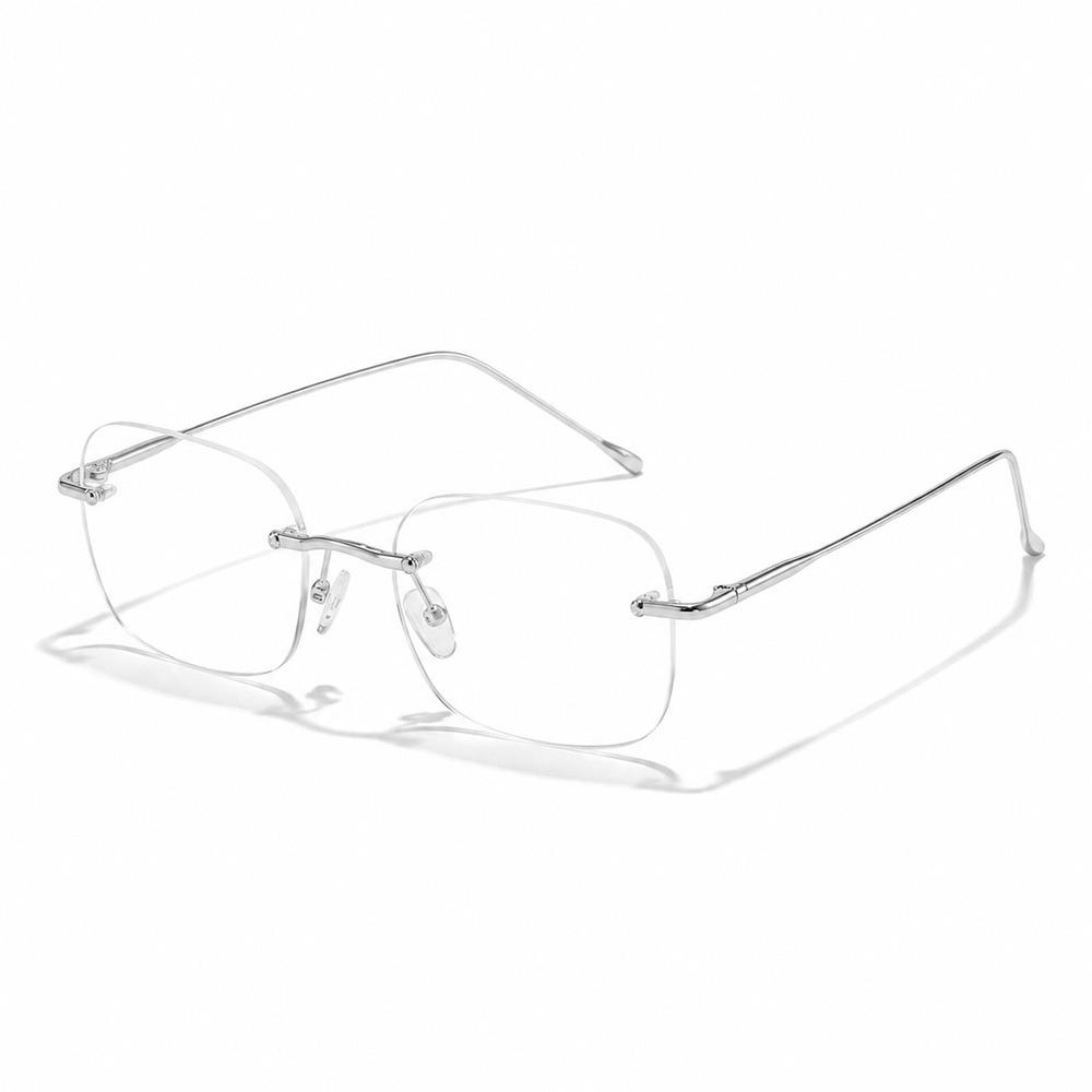 Rimless Anti-Blue Light Reading Glasses Blue Ray Blocking High-definition Hyperopia Glasses Eye Protection Ultralight -250 серебряный