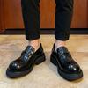 Fashion  Luxury Men Business Casual Shoes Genuine Leather Slip-On Loafers Round Toe Height Increasing Brand Office Footwear