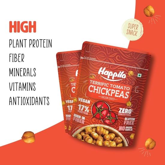 Happilo Premium Super Snack Terrific Tomato Chickpeas 110g, Crunchy and Delicious, Super Healthy