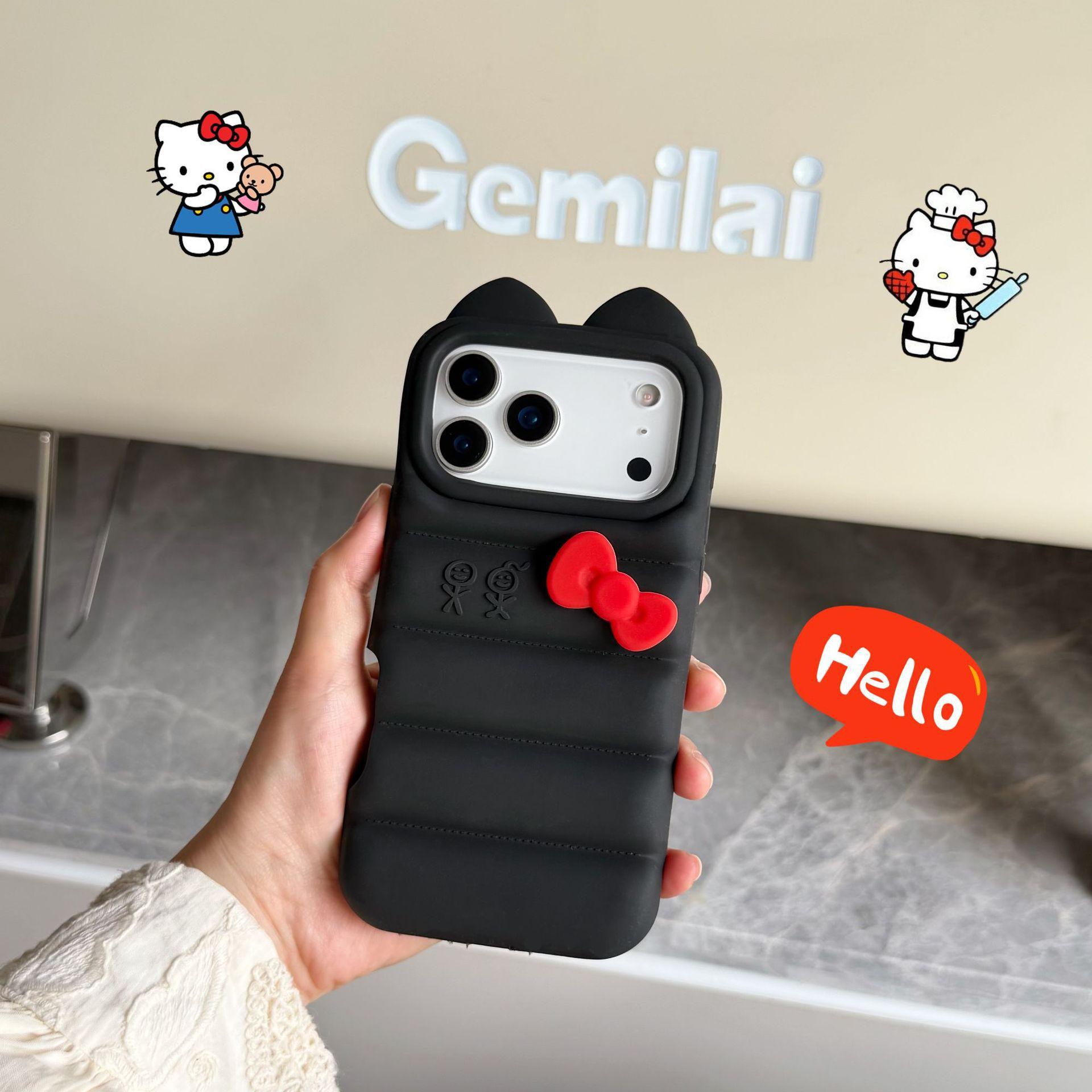 cute cartoon bow iphone16/15/14/13 PM silicone phone case iPhone13