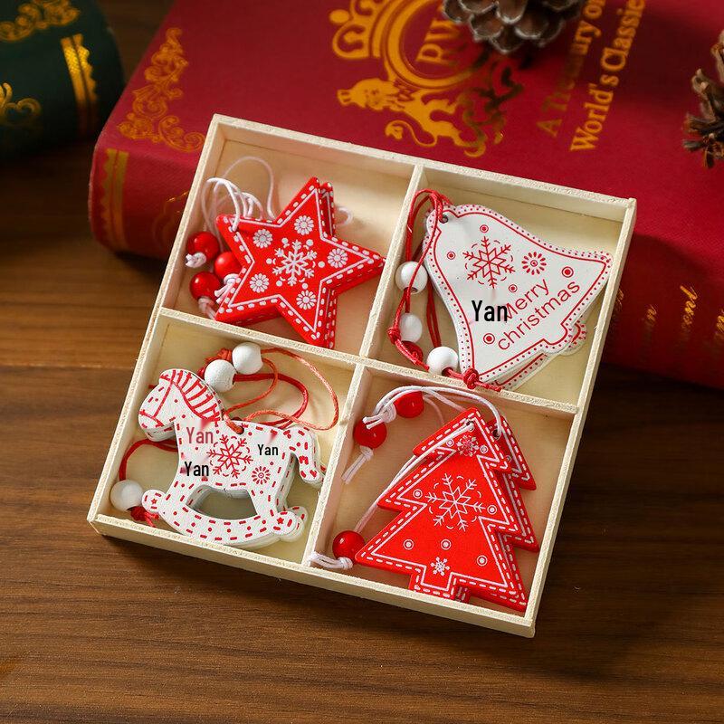 

Wooden Painted Cartoon Christmas Tree Ornaments Set
