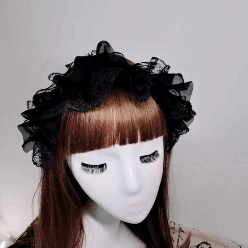 Sweet Multilayer Lace Ruffle Maid Headdress Headband Cute Girl Hair Hoop Cosplay Hair Accessories