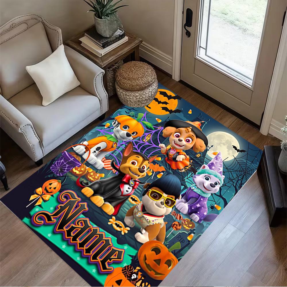 Halloween Bluebird Party Customize Text Floor Mat Design for Bedrooms Hallway Game Room Living Rooms Anti-slip Rug Office Home Decor