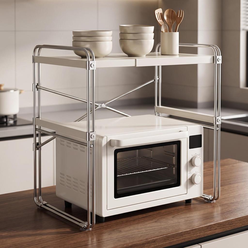 Countertop Microwave Rack with Metal Frame Long-Lasting Kitchen Appliance