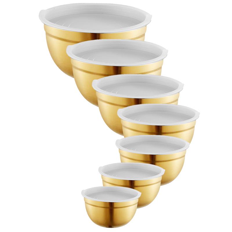 Stainless Steel Mixing Bowl with Lid & Non-slip Silicone Base