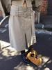Vintage Korean Spring Skirt With Irregular Split And Double Waist Belt For Casual Wear
