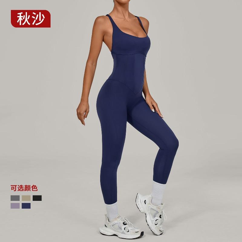 Adjustable shoulder strap yoga onesie women's dance beauty back tight sports fitness onesie 2