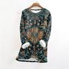 Women's Fashionable Printed Round Neck Long Sleeved Plush Warm Pullover Top