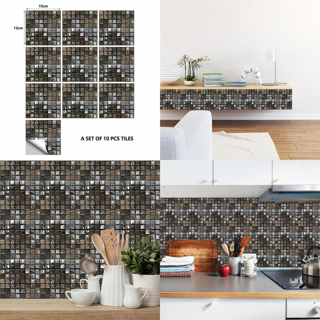 Abstract Mosaic Ceramic Tile Sticker For Home Renovation Waterproof Kitchen And Bathroom Decoration