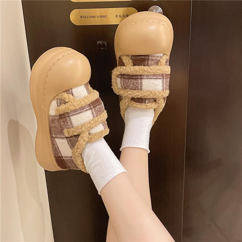 Women's thick bottom heightening large size thickening winter warm velcro fur one snow boots padded lining ankle boots non-slip hiking sports shoes