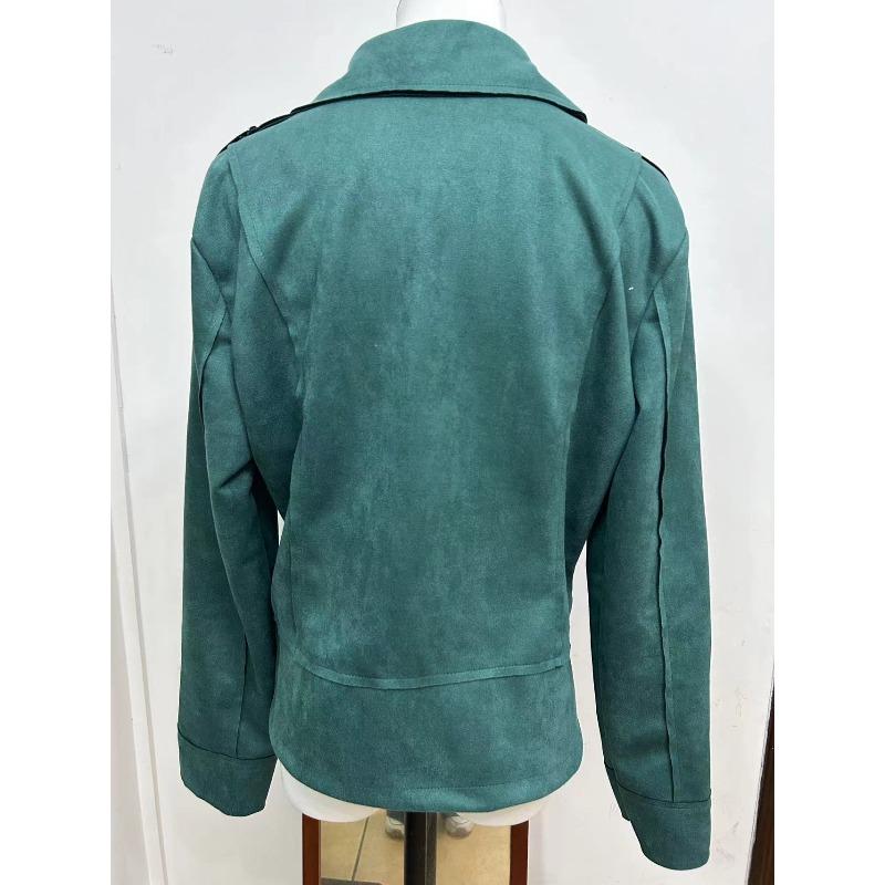 Women's Jacket Spring and Autumn New Slim Fit Lapel Zipper Ladies Coats Tops Fashion Long Sleeve Leather Fleece Warm Short Jackets for Women