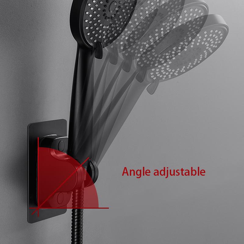 Suction Cup Shower Rack Wall Mount Adjustable Shower Head No Punch Black Bracket Bathroom Accessories