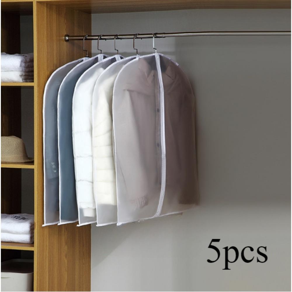 

[Сверхпрочные чехлы для одежды] 5 шт. Сверхпрочные водонепроницаемые чехлы для одежды|Застегивающиеся на молнию протекторы для одежды, Подвесной органайзер для шкафа, Пыленепроницаемые и не мнущиеся, Без крючков 5pcs 60*80cm