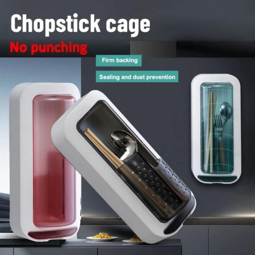 Dustproof Tableware Storage Rack Wall Mounted Chopsticks Cage  Spoon Fork Storage