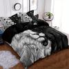 3pcs Bedding Set Black Gray Lion Printed Cozy Soft Duvet Cover King Queen Twin Size Birthday Gift for Boys Adult Bedroom Decor
