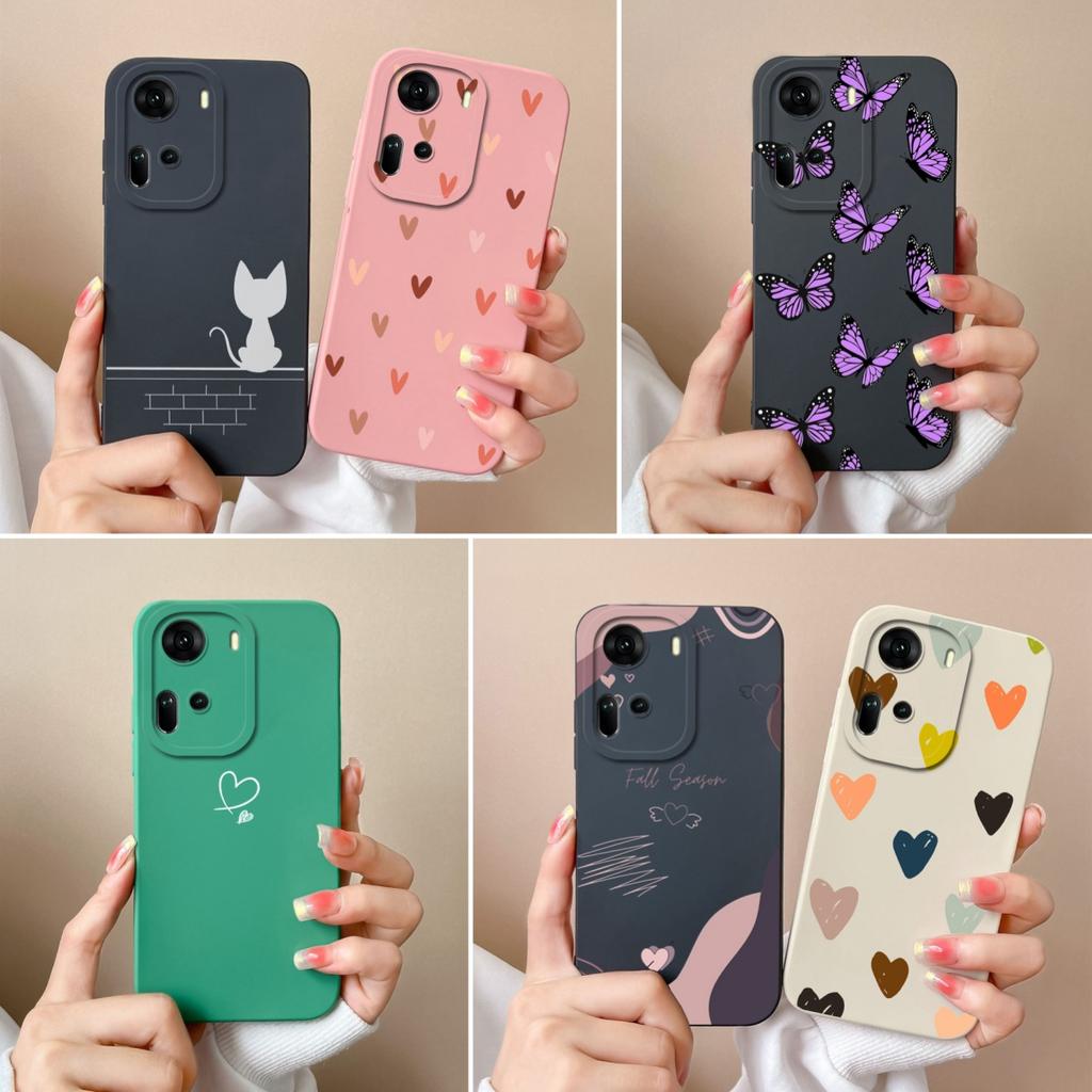 For OPPO Reno 11 Pro 5G Phone Case Butterfly Liquid Silicone Camera Protection Back Cover For OPPO Reno11 Pro Funda Coque Bumper