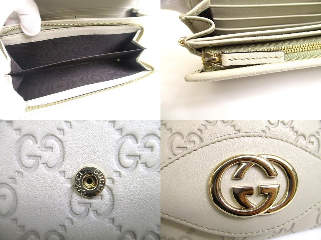 Authentic GUCCI Interlocking G Off White Leather Bifold Long Flap Wallet #706  Open box