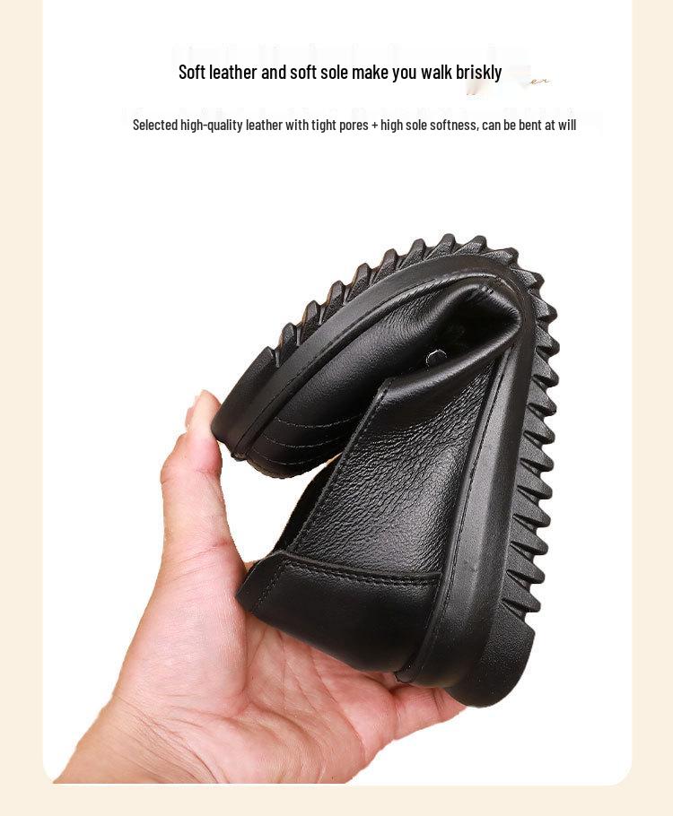 Genuine Leather Soft Sole Comfortable Versatile Women's Shoes for Middle-Aged and Elderly