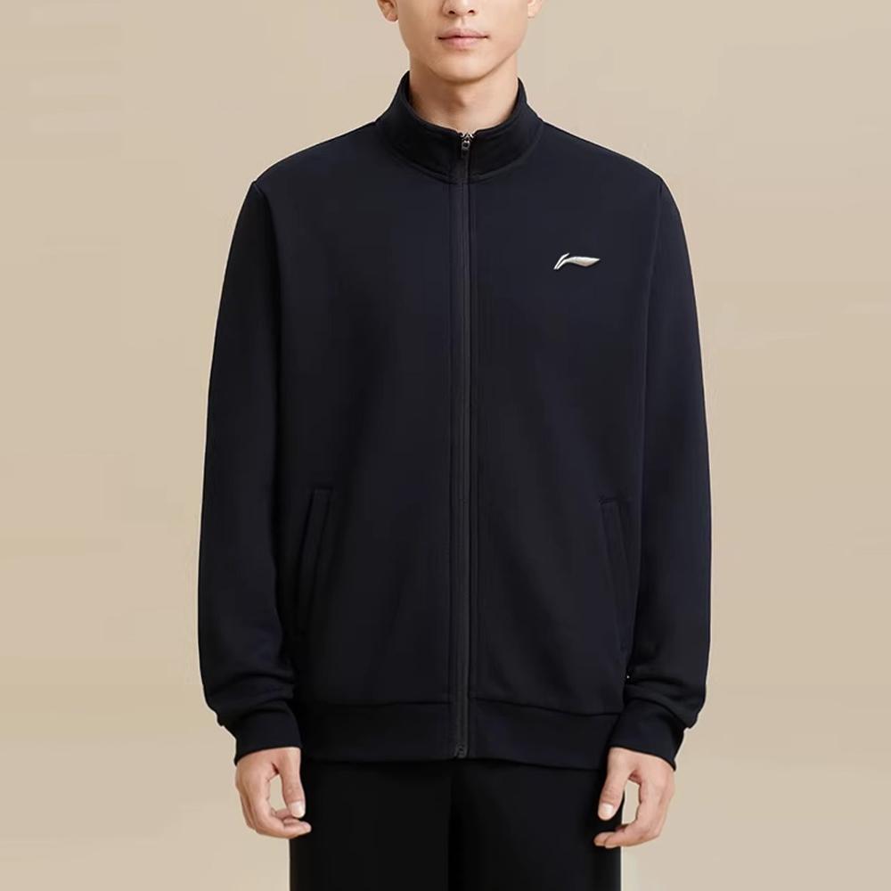 Li Ning Embroidered Logo Stand Collar Zip Up Sports Hoodie Men Hoodies Black AWDTD93-2-96