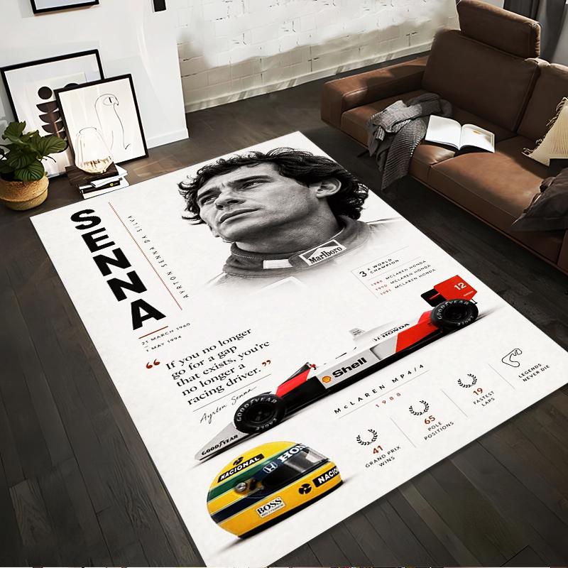 Ayrton Senna Tribute Racing Design Rug Non-slip rug suitable for living room and bedroom sofas