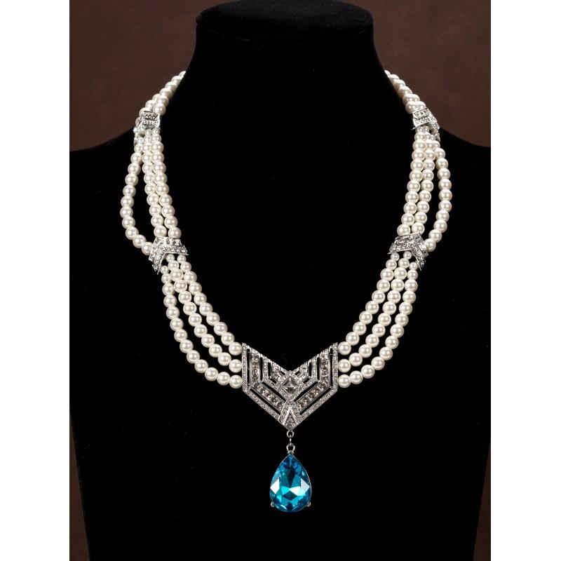 Vintage Multi Row Pearl Water Drop Pendant Necklace With Elegant High Grade Charm Palace Style