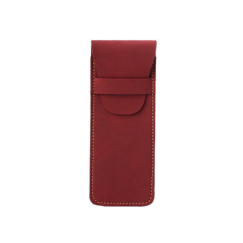 Vintage Leather Pen Case Pocket Pen Pouch Mini Stationery Organizer Bag For Students Office Women Men Business Travel